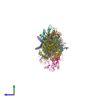 PDB entry 4tv8 coloured by chain, side view.