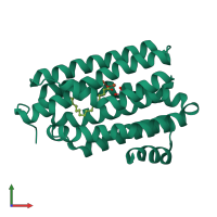 PDB entry 4tw3 coloured by chain, front view.