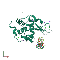 PDB entry 4tws coloured by chain, front view.