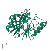 PDB entry 4tzb coloured by chain, top view.