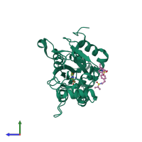 PDB entry 4u22 coloured by chain, side view.