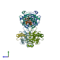 PDB entry 4u30 coloured by chain, side view.