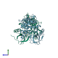 PDB entry 4u41 coloured by chain, side view.