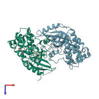 PDB entry 4u41 coloured by chain, top view.