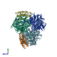 PDB entry 4u8v coloured by chain, side view.