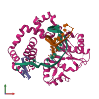 PDB entry 4ub5 coloured by chain, front view.