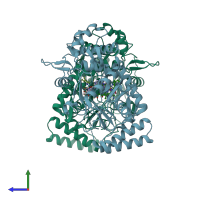 PDB entry 4uch coloured by chain, side view.