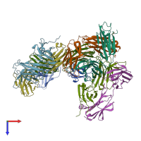 PDB entry 4uim coloured by chain, top view.