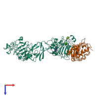 PDB entry 4uip coloured by chain, top view.