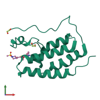 Monomeric assembly 1 of PDB entry 4uiz coloured by chemically distinct molecules, front view.