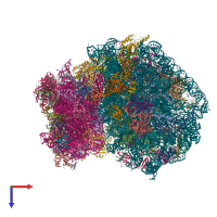 PDB entry 4uje coloured by chain, top view.