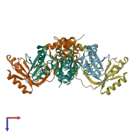 PDB entry 4un1 coloured by chain, top view.