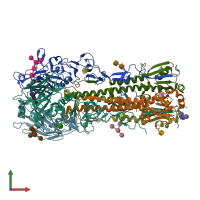 PDB entry 4uo3 coloured by chain, front view.