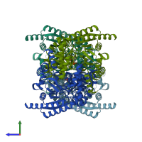 PDB entry 4uoy coloured by chain, side view.