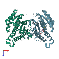 PDB entry 4ure coloured by chain, top view.