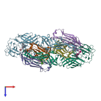 PDB entry 4utb coloured by chain, top view.