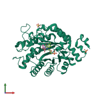 PDB entry 4utj coloured by chain, front view.