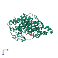 PDB entry 4utj coloured by chain, top view.