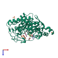 PDB entry 4utl coloured by chain, top view.