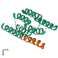 PDB entry 4utq coloured by chain, top view.