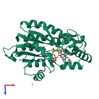 PDB entry 4uvd coloured by chain, top view.