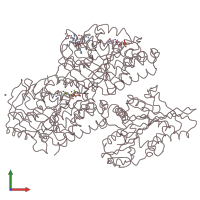 PDB entry 4uxt coloured by chain, front view.