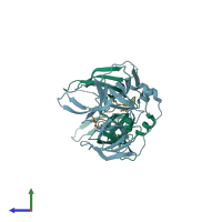 PDB entry 4uy4 coloured by chain, side view.