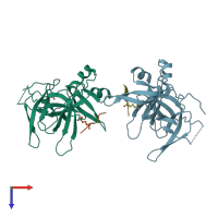 PDB entry 4uy4 coloured by chain, top view.