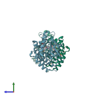 PDB entry 4v04 coloured by chain, side view.