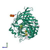 PDB entry 4v0z coloured by chain, side view.