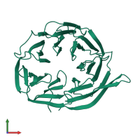 PDB entry 4v16 coloured by chain, front view.