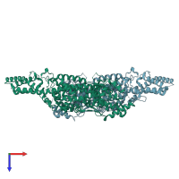 PDB entry 4v2q coloured by chain, top view.