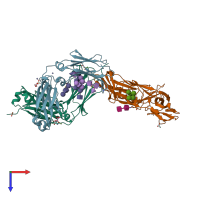 PDB entry 4w4o coloured by chain, top view.