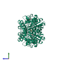 Homo dimeric assembly 1 of PDB entry 4w5k coloured by chemically distinct molecules, side view.