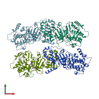 PDB entry 4w7p coloured by chain, front view.