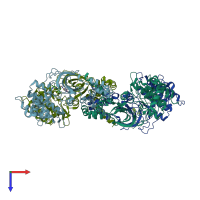 PDB entry 4w7p coloured by chain, top view.