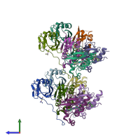 PDB entry 4w9e coloured by chain, side view.
