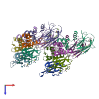 PDB entry 4w9e coloured by chain, top view.