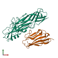 PDB entry 4wen coloured by chain, front view.