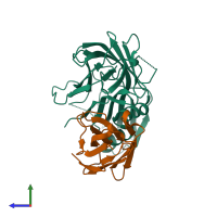 PDB entry 4wen coloured by chain, side view.