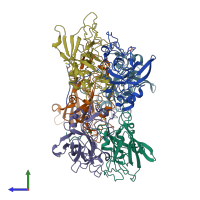 PDB entry 4whp coloured by chain, side view.