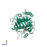 PDB entry 4wih coloured by chain, side view.