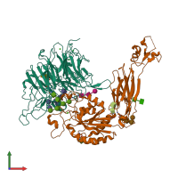 PDB entry 4wjk coloured by chain, front view.