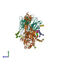 PDB entry 4wjk coloured by chain, side view.