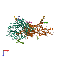 PDB entry 4wjk coloured by chain, top view.