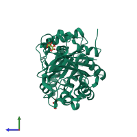 PDB entry 4wjx coloured by chain, side view.