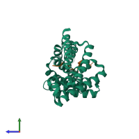 PDB entry 4wnf coloured by chain, side view.