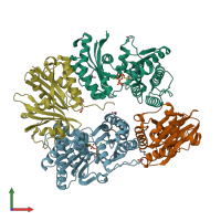 PDB entry 4wq5 coloured by chain, front view.