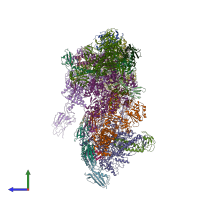 PDB entry 4wqt coloured by chain, side view.