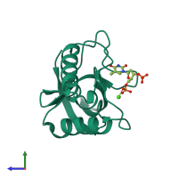 PDB entry 4wrd coloured by chain, side view.